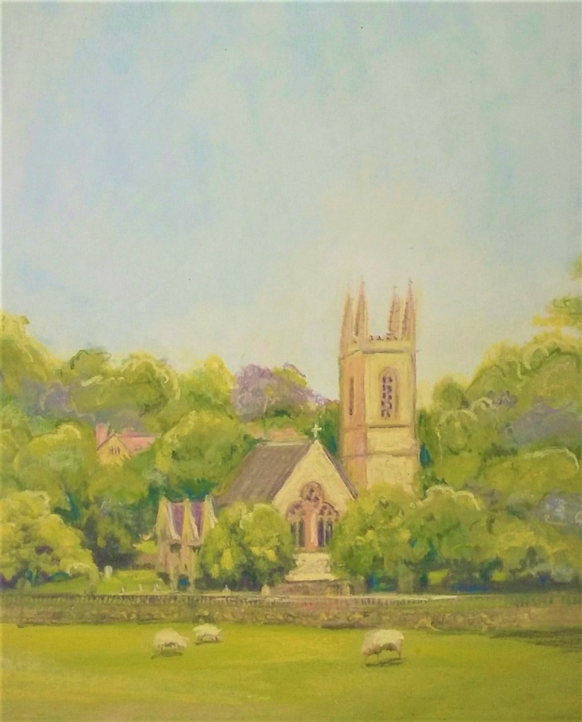pastel of Chawton Church